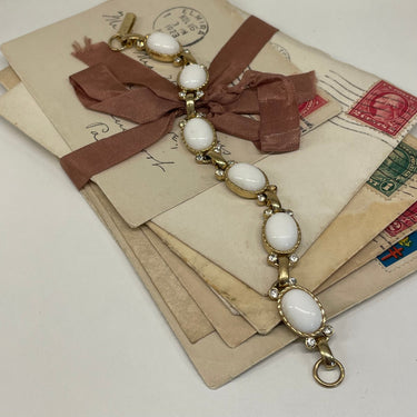 1960’s Gold Bracelet with White Cabochons Devil's Details